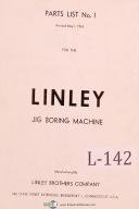 Linley No. 1 Jig Boring machine Parts Lists Manual Year (1963)